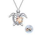 wholesale Sterling Silver Stone Photo Locket Book Necklace for Women Mom Birthday Gift - Two Tone-0-12