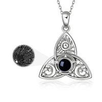 wholesale 925 Sterling Silver Black Onyx Triple Moon Goddess Pendant Necklaces - Pagan Witchcraft Jewellery for Women and Men- Sliver Plated