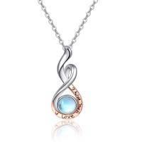 wholesale 925 Sterling Silver Infinity Moonstone I Love You More Pendant Necklace for Women- rhodium