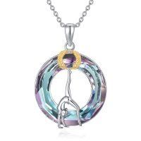wholesale 925 Sterling Silver Crystal Gymnastics Pendant Flipper Necklace Sportswear Gift- Two Tone