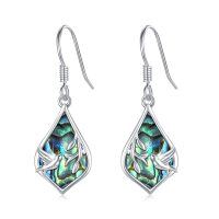 wholesale 925 Sterling Silver Abalone Shell Hummingbird Dangle Earrings for Women- Rhodium Plated