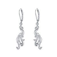 wholesale 925 Sterling Silver Phoenix Drop Earrings - 2 Pieces- Rhodium Plated