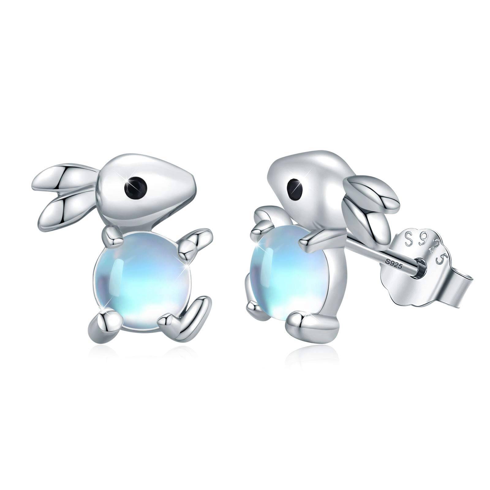 Sterling Silver Bunny Earrings - Rhodium Plated- Rhodium Plated
