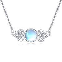 wholesale 925 Sterling Silver Blue Moonstone Celtic Knot Pendant Necklace for Women- Rhodium Plated