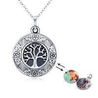 wholesale 925 Sterling Silver Tree of Life Photo Locket Pendant Necklace with Chain for Women - Rhodium Plated
