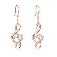 wholesale Rose Gold 925 Sterling Silver Heart Treble Clef Opal Drop Earrings Gift for Teachers and Dancers- Rose Gold Plated