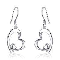 wholesale 925 Sterling Silver Rose Gold Plated Double Heart Dangle Drop Earrings - Valentine's Day Gift for Her- Rhodium Plated