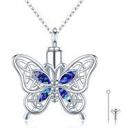 wholesale 925 Sterling Silver Abalone Shell Celtic Butterfly Cremation Jewelry Keepsake Pendant Necklace for Ashes Memorial Gifts Women Girls 36 Chain (Butterfly)- Rhodium Plated