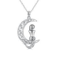 wholesale 925 Sterling Silver Crescent Moon & Mermaid Tail Pendant Necklace for Women Celtic Design s- Rhodium Plated