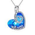 wholesale Sterling Silver Crystal Heart I Love You Mom Jewelry Gift for Mom - Rhodium Plated-0-19