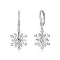 wholesale 925 Sterling Silver Zirconia Snowflake Drop Earrings for Women- Rhodium Plated