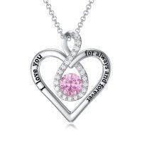 wholesale Sterling Sliver Heart Infinity Necklace - Rhodium Plated- Rhodium Plated