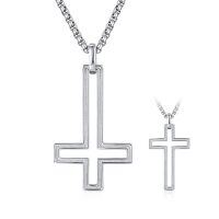 wholesale 925 Sterling Silver 925 Cross Pendant Necklace for Men - Unique Design - Rhodium Plated