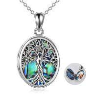wholesale 925 Sterling Silver Abalone Shell Tree of Life Photo Locket Pendant Necklace for Women- Rhodium Plated