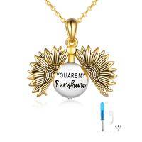 wholesale Sterling Silver Sunflower Urn Necklace for Ashes Cremation Jewelry Keepsake - Rose Gold Plated- Rose Gold Plated