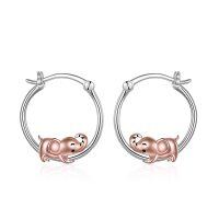 wholesale 925 Sterling Silver Elephant Hoop Earrings for Women Girls - Adorable Animal  Set- rhodium