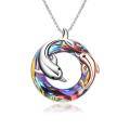 wholesale 925 Sterling Silver Blue Crystal Dolphins Pendant Necklace for Mom & Daughter Gifts-0-19