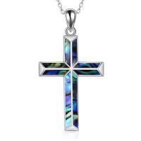 wholesale Sterling Silver Origami Cross Pendant Religious Necklace Jewelry for Women Men - Rhodium Plated- Rhodium Plated