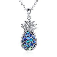 wholesale 925 Sterling Silver Abalone Shell Inlay Pineapple Pendant Necklace s for Women- Rhodium Plated