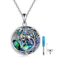 wholesale 925 Sterling Silver Abalone Shell Celtic Dragon Urn Pendant Necklace with Funnel and Spatula Set- Rhodium Plated
