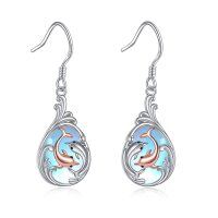 wholesale 925 Sterling Silver Abalone Shell Dolphins Drop Earrings for Women's Fashion s- Rhodium And Rose Gold Plated