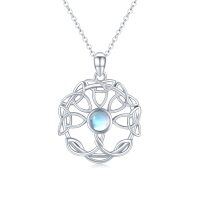 wholesale 925 Sterling Silver Moonstone Celtic Knot Pendant Necklace Gift for Women- Rhodium Plated
