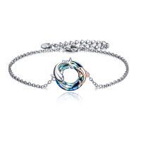 wholesale 925 Sterling Silver & Swarovski Crystal Dolphin Circle Bracelet for Women and Girls- Rhodium And Rose Gold Plated