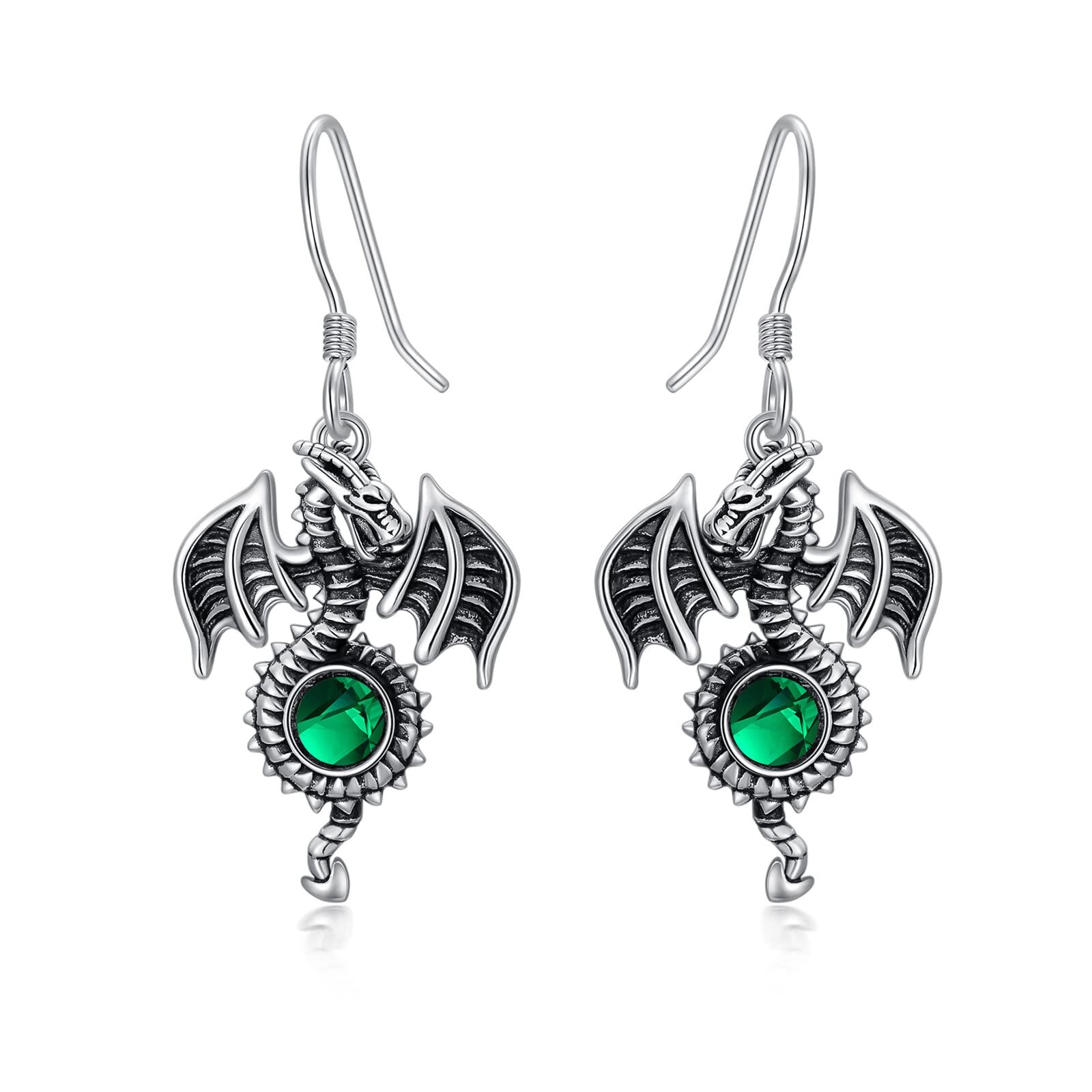 Sterling Silver Dragon Earrings - Oxidized/Oxidised- Oxidized/Oxidised