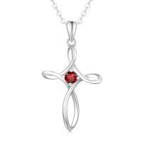 wholesale Sterling Silver Zirconia Cross Necklace for Women 18 +2 - Rhodium Plated- Rhodium Plated