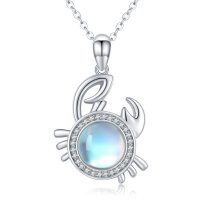 wholesale 925 Sterling Silver Moonstone Pendant Necklaces for Teen Girls - Cancer Zodiac s- Rhodium Plated