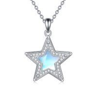 wholesale 925 Sterling Silver Moonstone Star Necklace with Celtic Knot Design for Women and Men- Rhodium Plated