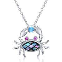 wholesale 925 Sterling Silver Abalone Shell Crab Pendant Necklace for Women Girls- Silver Plated
