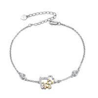wholesale 925 Sterling Silver Metal Elephant Adjustable Ankle Bracelet with Stones for Women (9+2)- Two Tone