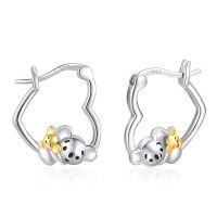 wholesale 925 Sterling Silver Koala Bear Hoop Earrings for Women and Girls - Matching Set with Gold Accents- Rhodium And Gold Plated