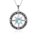 wholesale 925 Sterling Silver Moonstone Compass Pendant Necklace for Women-0-7