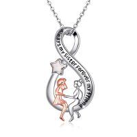 wholesale 925 Sterling Silver Infinity Love Necklace with Opal Star and Sisters Design for Women's Friendship Gifts- Two Tone