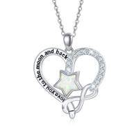 wholesale 925 Sterling Silver Heart & Star Opal I Love You to the Moon and Back Infinity Pendant Necklace for Women- Silver Plated