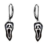 wholesale 925 Sterling Silver Ghost Face Leverback Drop Earrings - Halloween Costume Accessory- Silver Plated