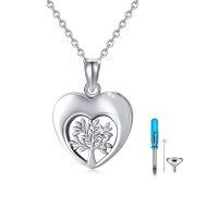 wholesale 925 Sterling Silver Tree of Life Heart Pendant Cremation Urn Necklace for Ashes Memory Keepsake Funnel & Screwdriver Included Water-Resistant  for Her- Silver Plated