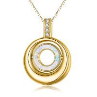 wholesale 925 Sterling Silver Plated Gold Metal Opal Celtic Knot Urn Pendant Keepsake Jewelry with Chain- Gold Plated