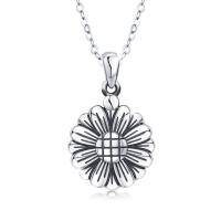 wholesale 925 Sterling Silver Oxidized Daisy Flower Pendant Necklaces Vintage s for Mom/Mother's Day/Teen Girls/Women- Oxidized/Oxidised