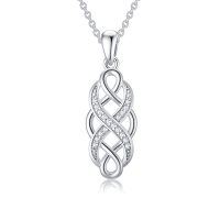 wholesale 925 Sterling Silver Platinum Natural Diamond Infinity Celtic Knot Pendant Necklace 1cttw G/H VS/SI Clarity - Length: 36cm/14 Chain Included- Silver Plated