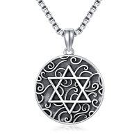 wholesale 925 Sterling Silver Star of David Pendant Necklace for Men Boys - Oxidized/Oxidised
