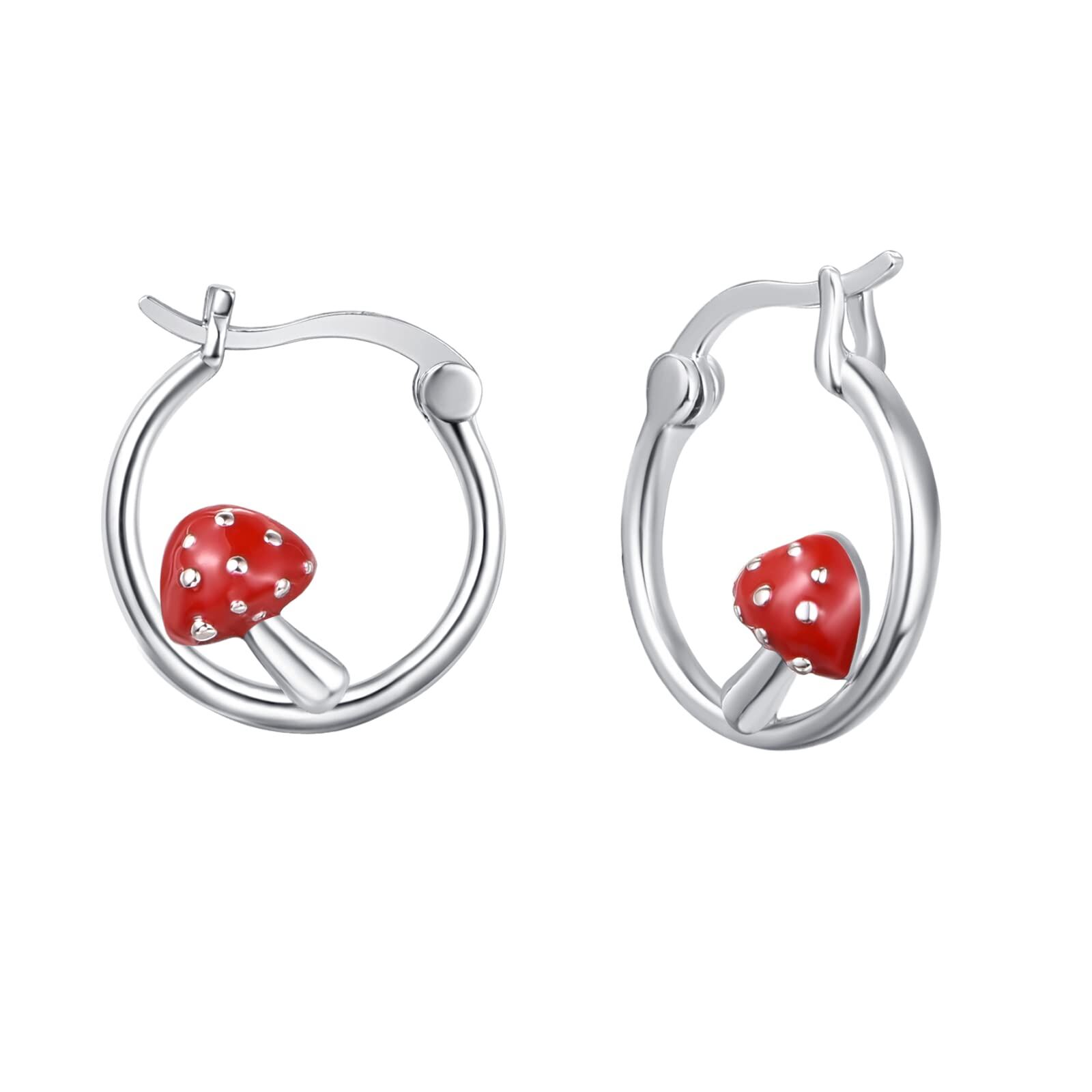 wholesale Sterling Silver Mushroom Earrings - Sliver Plated- Sliver Plated