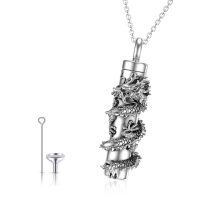 wholesale 925 Sterling Silver Dragon Cremation Jewelry Keepsake Necklace with Funnel and Fill Tool- Sliver Plated