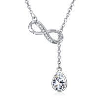 wholesale 925 Sterling Silver Infinity CZ Teardrop Pendant Necklaces for Women Girls s- Rhodium Plated