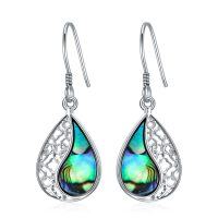 wholesale 925 Sterling Silver Teardrop Abalone Shell Dangle Earrings for Women- Rhodium Plated