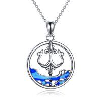 wholesale 925 Sterling Silver Tridents Ocean Wave Pendant Necklaces Greek Mythology Charm Jewellery Gift for Her- Rhodium Plated