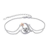 wholesale 925 Sterling Silver Sporty Love Knot Bracelet for Women- Rhodium And Rose Gold Plated