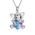 wholesale Sterling Silver Austrian Crystal Elephant Koala Panda Heart Pendant Necklace-0-18